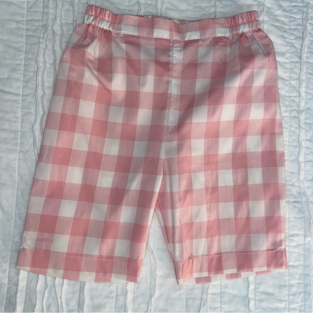 Pink and white check Bermuda shorts
